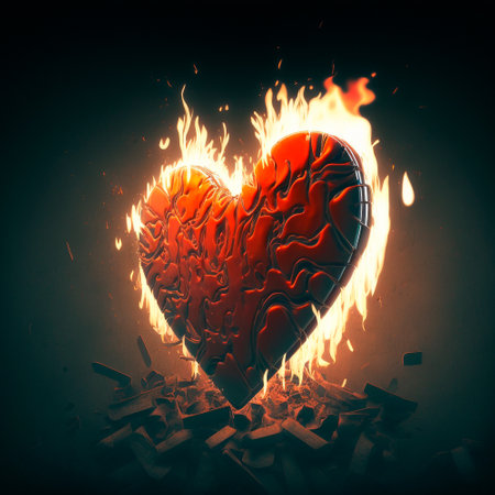 A heart in flames. high quality illustrationの素材