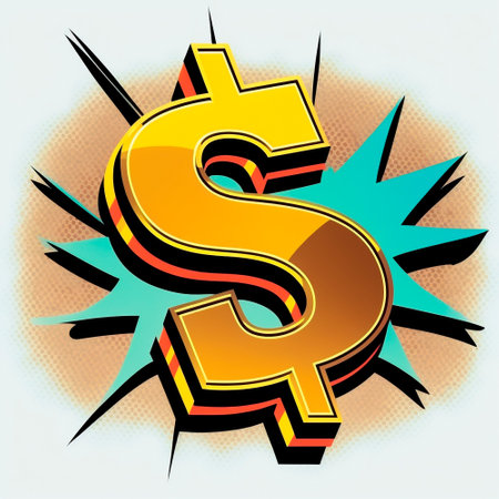 The image of the dollar symbol in the style of pop art. high quality photoの素材