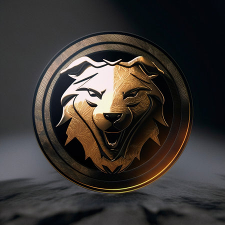 animal logo on a metal token. high quality illustrationの素材