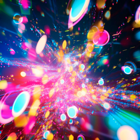 space background with different elements of rainbow colors. high quality illustrationの素材