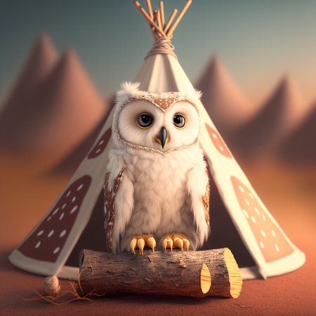 Light owl on tippi background. high quality illustrationの素材