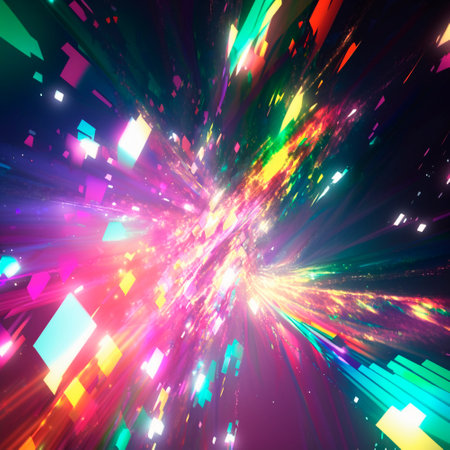 space background with different elements of rainbow colors. high quality illustrationの素材