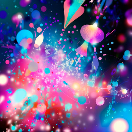 space background with different elements of rainbow colors. high quality illustrationの素材