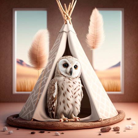 Light owl on tippi background. high quality illustrationの素材