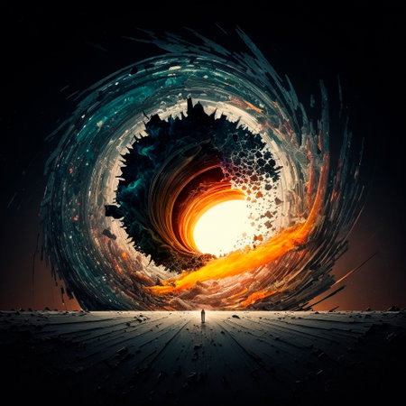 portal to another world, golden glow. high quality illustrationの素材