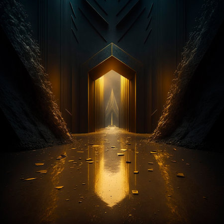 portal to another world, golden glow. high quality illustrationの素材