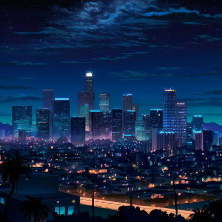 Beautiful futuristic city of the future, high technology city. high quality illustrationの素材