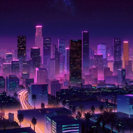 Beautiful futuristic city of the future, high technology city. high quality illustrationの素材