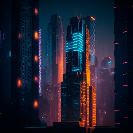 Beautiful futuristic city of the future, high technology city. high quality illustrationの素材