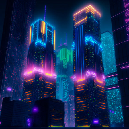 Beautiful futuristic city of the future, high technology city. high quality illustrationの素材