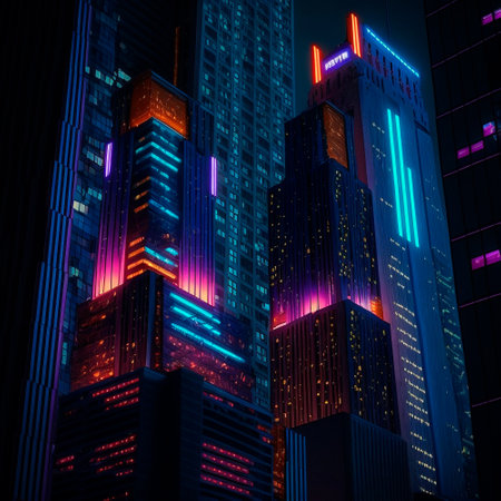 Beautiful futuristic city of the future, high technology city. high quality illustrationの素材