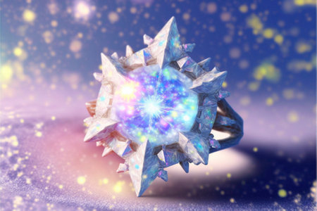 Beautiful ice ring with a crystal inside. high quality illustrationの素材