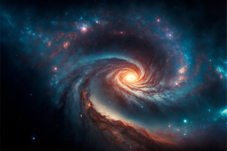 Space sky over the mountains. Milky way and space. high quality illustrationの素材