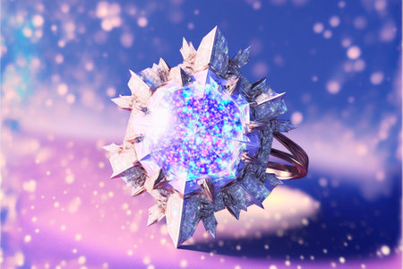 Beautiful ice ring with a crystal inside. high quality illustrationの素材