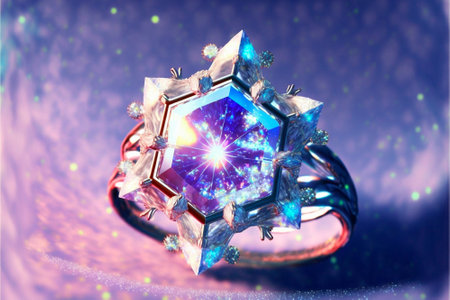 Beautiful ice ring with a crystal inside. high quality illustrationの素材