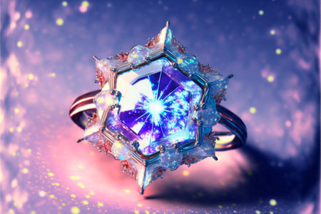 Beautiful ice ring with a crystal inside. high quality illustrationの素材