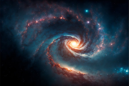 Space sky over the mountains. Milky way and space. high quality illustrationの素材