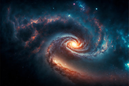 Space sky over the mountains. Milky way and space. high quality illustrationの素材
