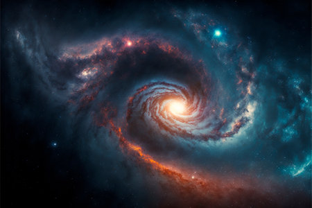 Space sky over the mountains. Milky way and space. high quality illustrationの素材