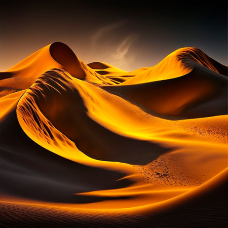 Cinematic depiction of the desert and desert dunes. high quality illustrationの素材