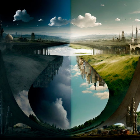 Duality of two worlds, between two worlds. high quality photoの素材