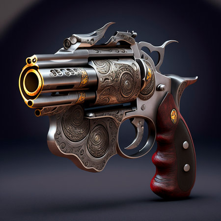 epic fantasy revolver. Inspired by the world of steampunk and fantasy. high quality illustrationの素材