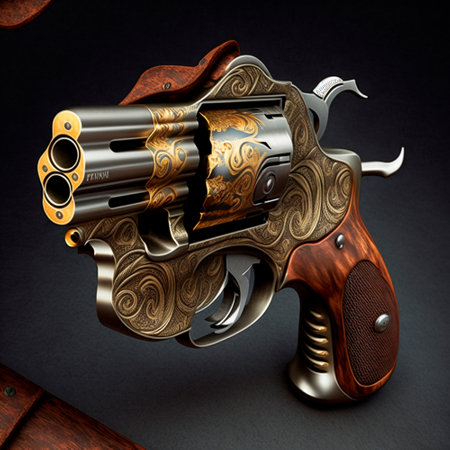 epic fantasy revolver. Inspired by the world of steampunk and fantasy. high quality illustrationの素材