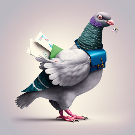 An illustration of a sleepy carrier pigeon, a cartoon image. high quality illustrationの素材