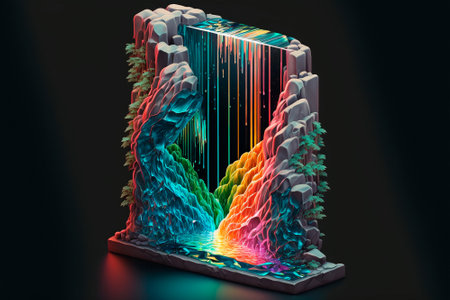 Isometric rainbow fountain frozen in glass. high quality illustrationの素材