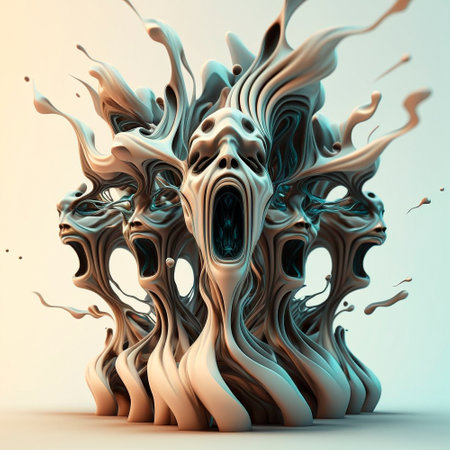 Abstract image of human fears, in the form of a 3D sculpture. high quality illustrationの素材