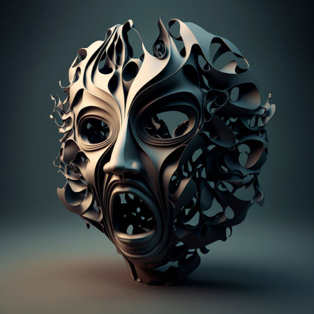 Abstract image of human fears, in the form of a 3D sculpture. high quality illustrationの素材