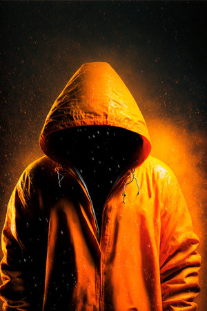 Mysterious mystical man in an orange cloak. face not visible. high quality illustrationの素材