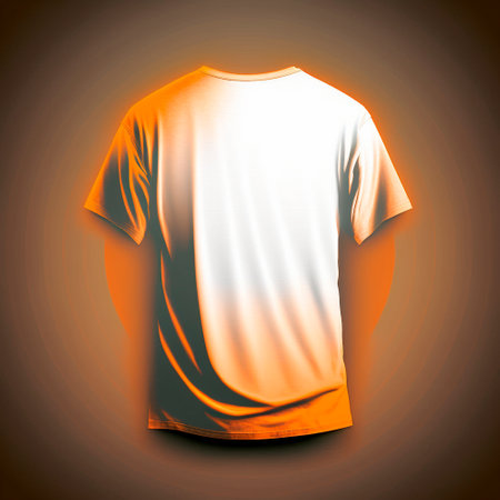 voluminous white T-shirt, oversized, on a light background, orange backlight High quality illustrationの素材