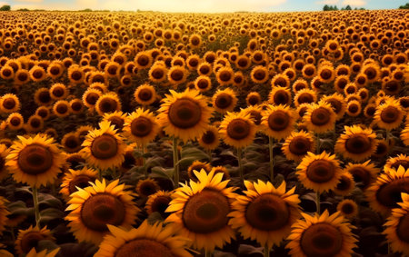 beautiful field of sunflowers. High quality illustrationの素材