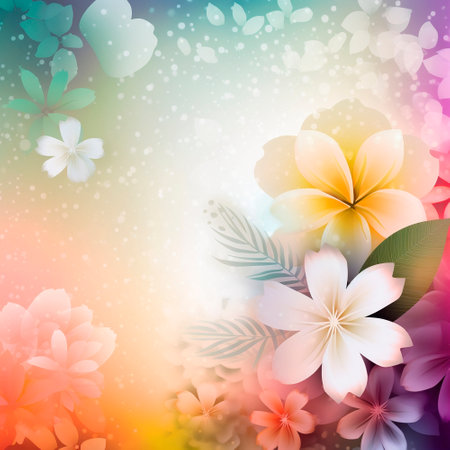 spring background with colorful flowers and butterflies. High quality illustrationの素材