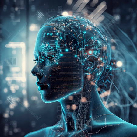 Image of artificial intelligence of the future. High quality illustrationの素材