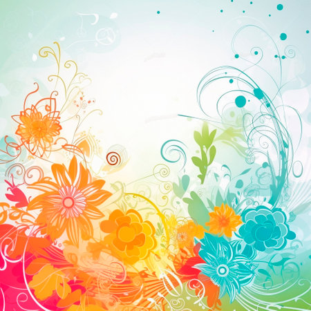 spring background with colorful flowers and butterflies. High quality illustrationの素材