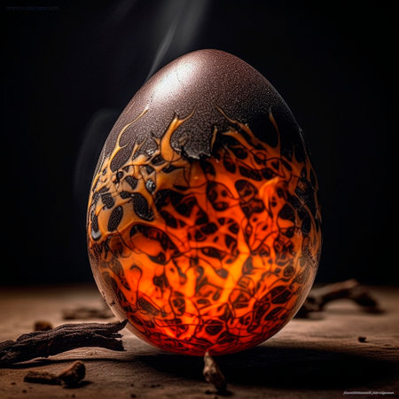 dragon egg with flame inside. High quality illustrationの素材