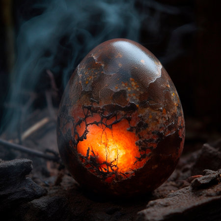 dragon egg with flame inside. High quality illustrationの素材