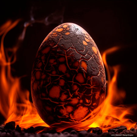 dragon egg with flame inside. High quality illustrationの素材