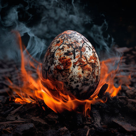 dragon egg with flame inside. High quality illustrationの素材