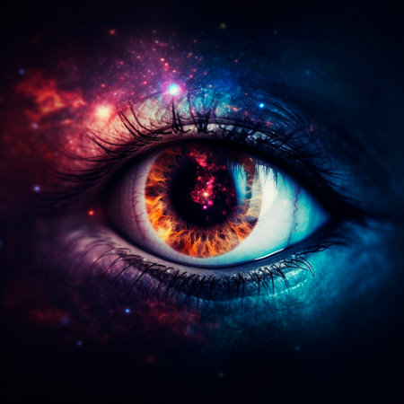 Nebula in the reflection of the eye. High quality illustrationの素材