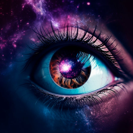 Nebula in the reflection of the eye. High quality illustrationの素材