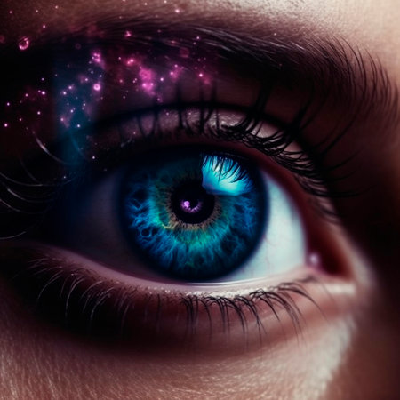 Nebula in the reflection of the eye. High quality illustrationの素材