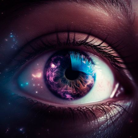Nebula in the reflection of the eye. High quality illustrationの素材
