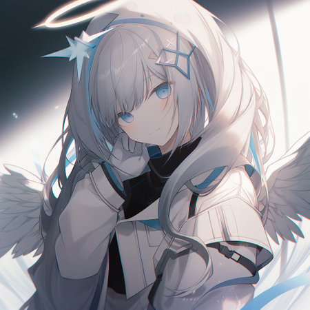 Shy girl angel.Anime art. High quality illustrationの素材