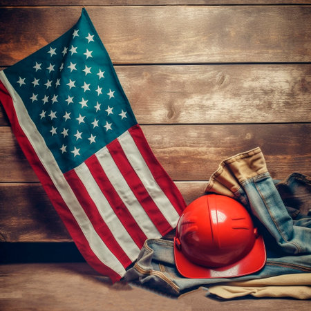 Labor Day, the union of all workers. Helmet. High quality illustrationの素材