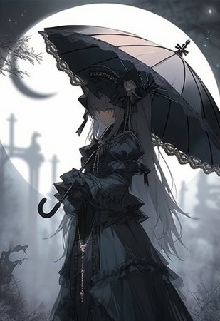 Gothic lady in anime style. High quality illustrationの素材