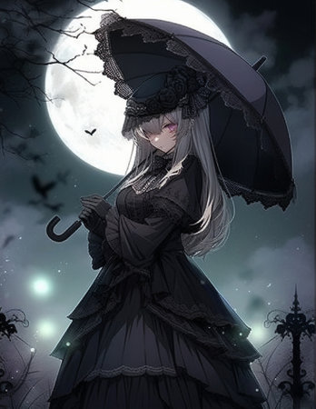 Gothic lady in anime style. High quality illustrationの素材