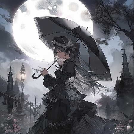 Gothic lady in anime style. High quality illustrationの素材